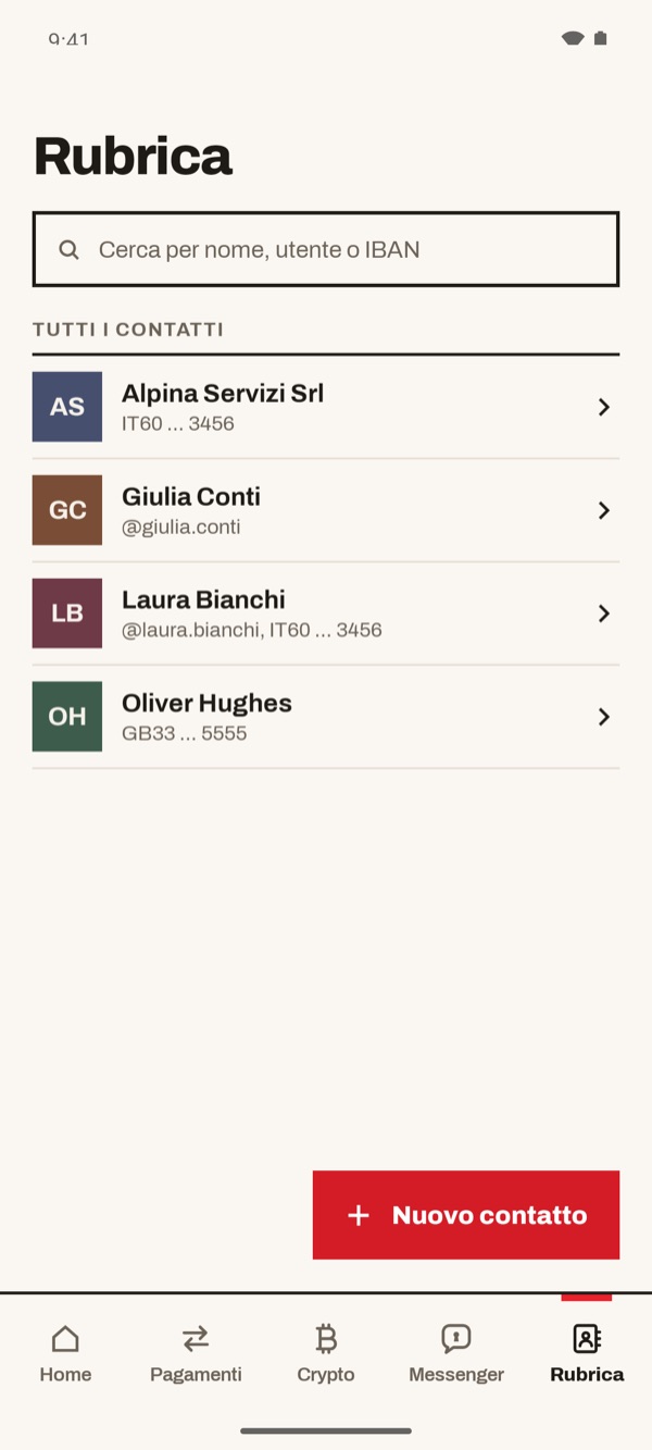 Schermata dell'app iSwiss Pay su Android