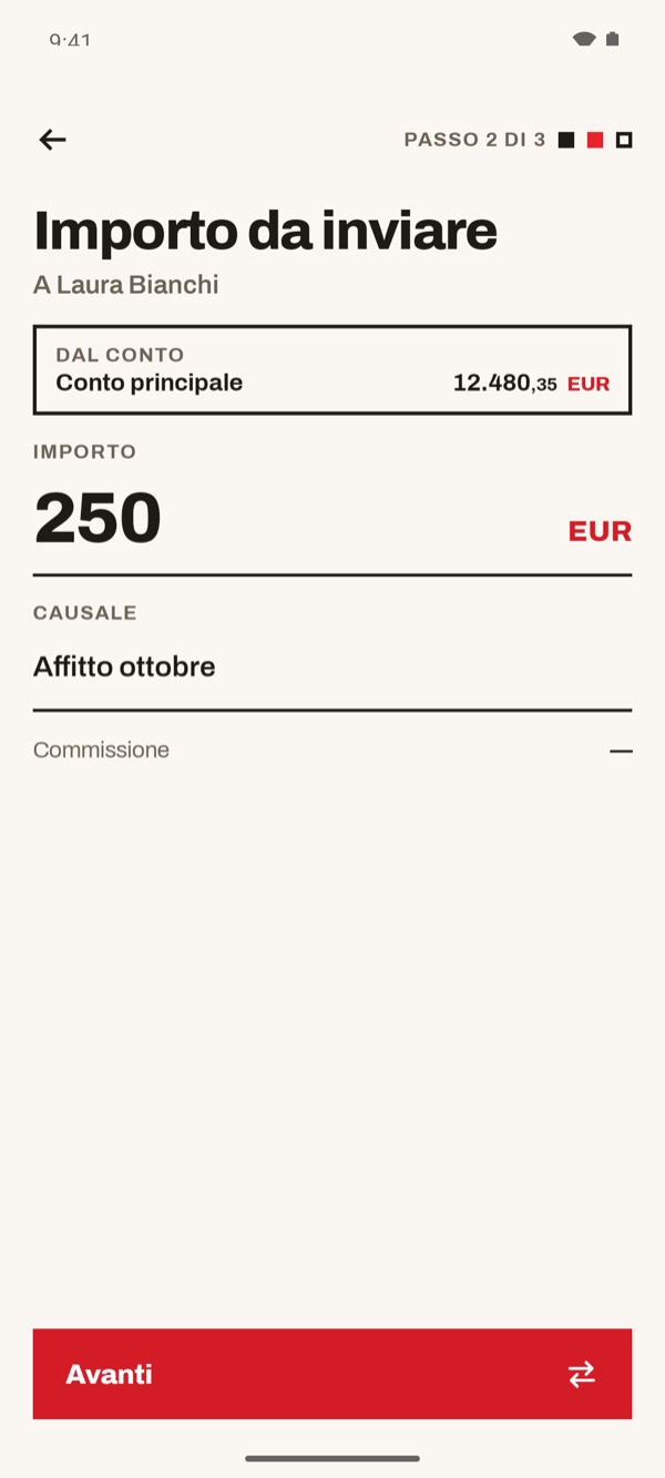 Schermata dell'app iSwiss Pay su Android