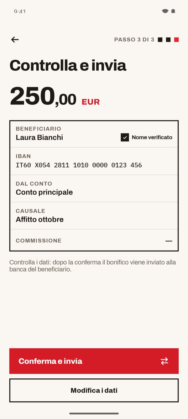 Schermata dell'app iSwiss Pay su Android