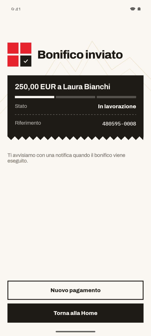 Schermata dell'app iSwiss Pay su Android