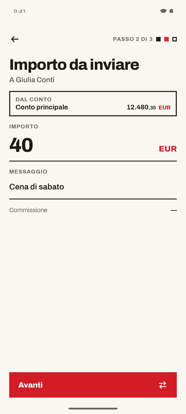 Schermata dell'app iSwiss Pay su Android