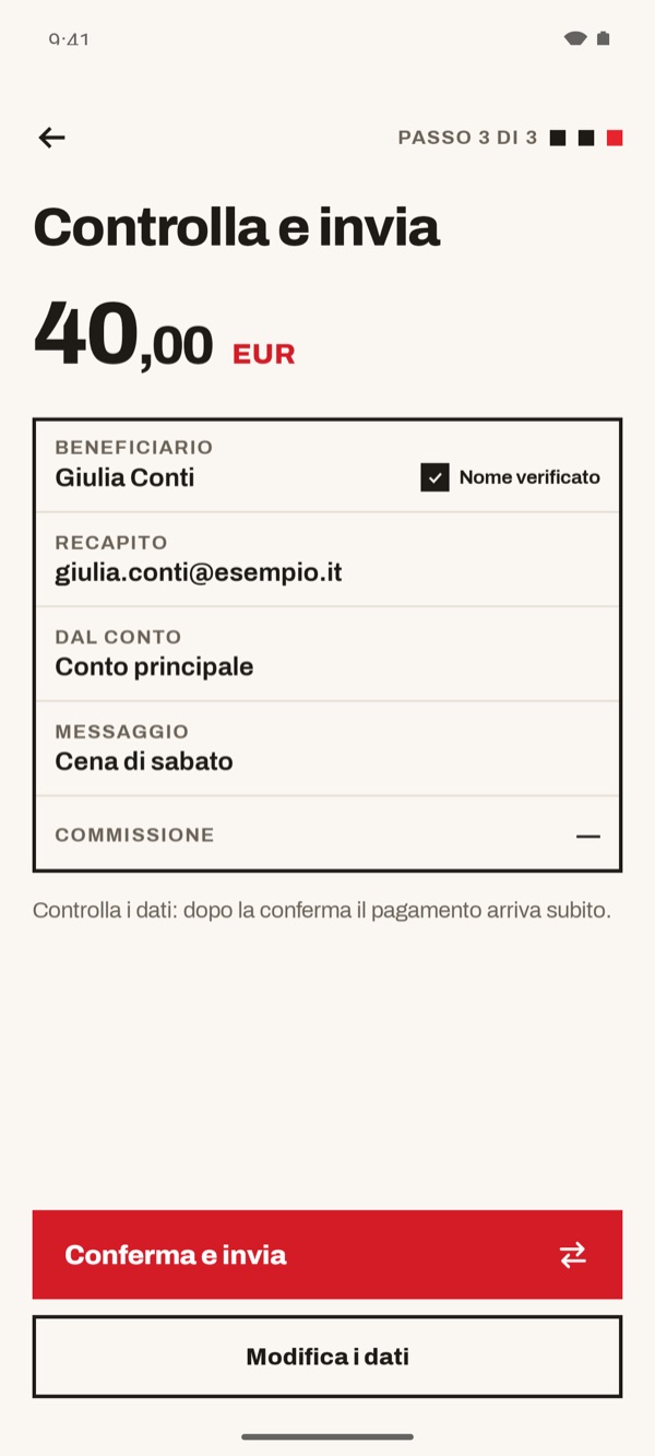 Schermata dell'app iSwiss Pay su Android