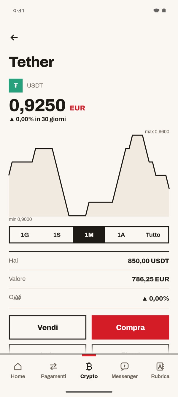 Schermata dell'app iSwiss Pay su Android