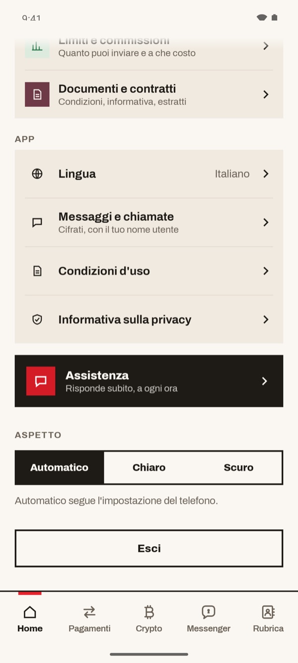 Schermata dell'app iSwiss Pay su Android