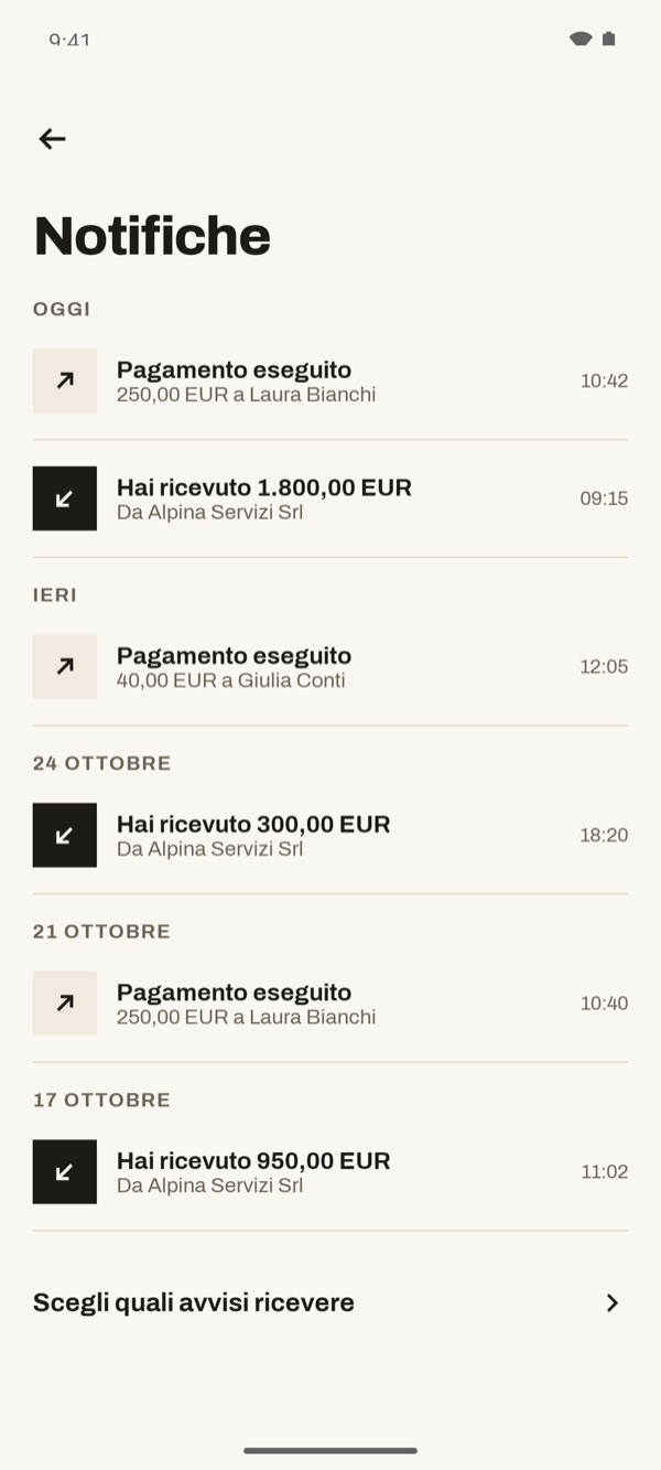 Schermata dell'app iSwiss Pay su Android