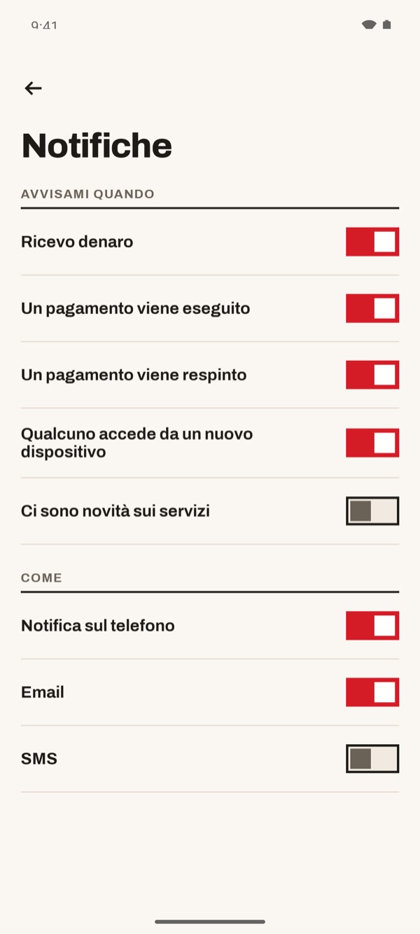 Schermata dell'app iSwiss Pay su Android