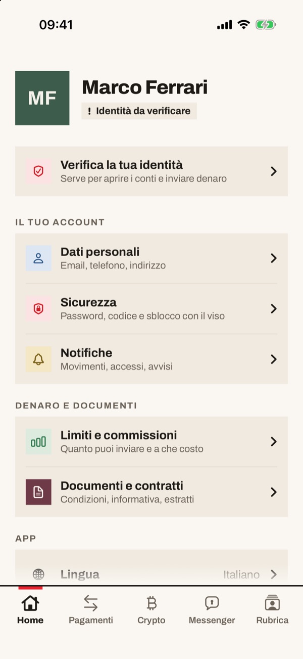 Schermata dell'app iSwiss Pay su iPhone