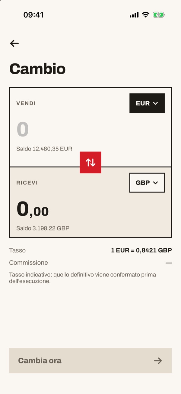 Schermata dell'app iSwiss Pay su iPhone