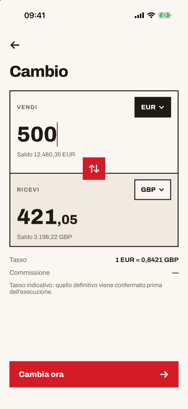 Schermata dell'app iSwiss Pay su iPhone