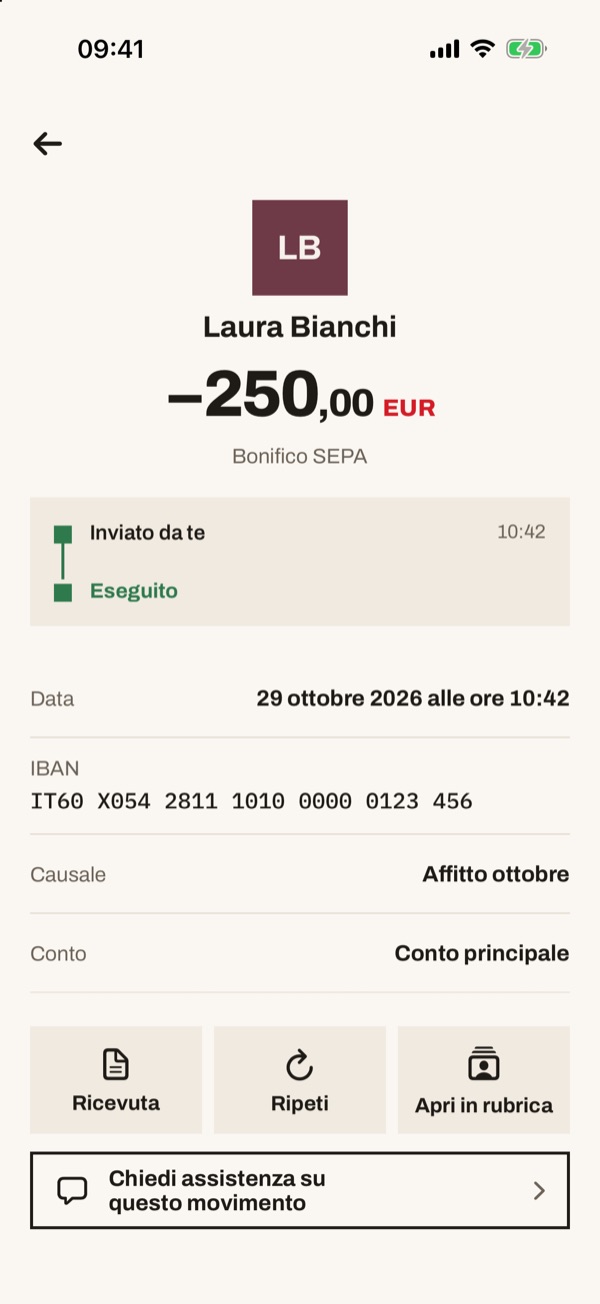 Schermata dell'app iSwiss Pay su iPhone