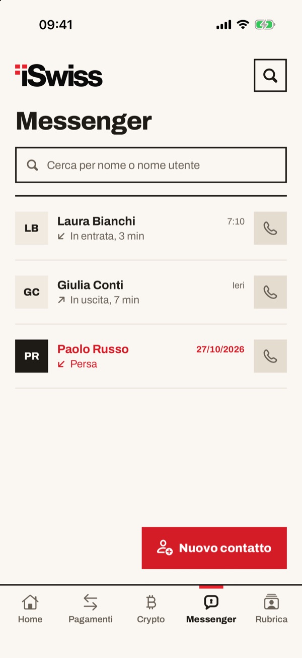 Schermata dell'app iSwiss Pay su iPhone