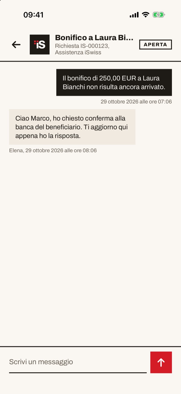 Schermata dell'app iSwiss Pay su iPhone