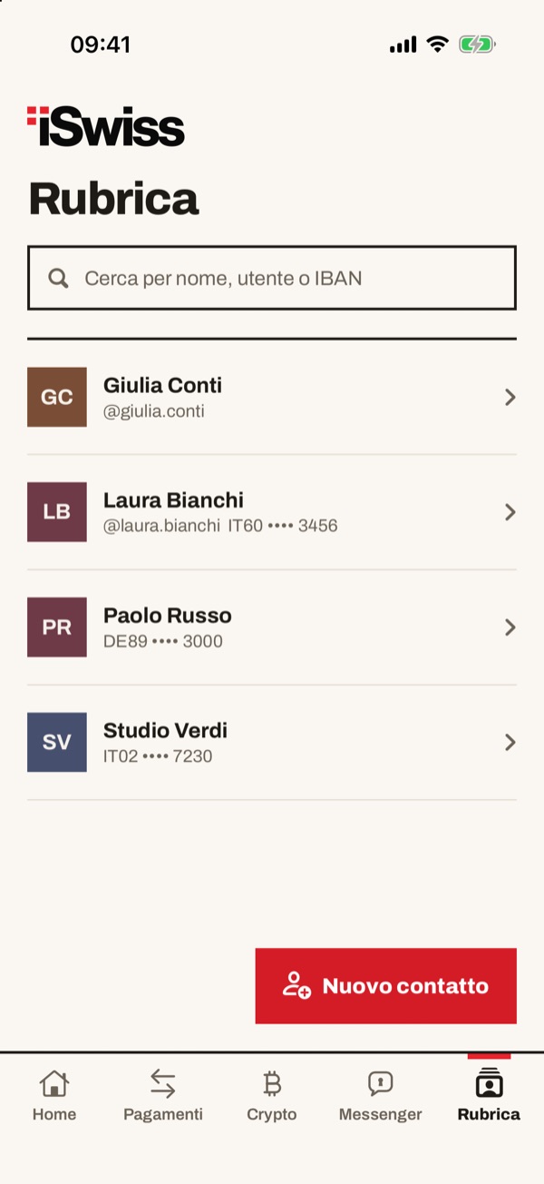 Schermata dell'app iSwiss Pay su iPhone