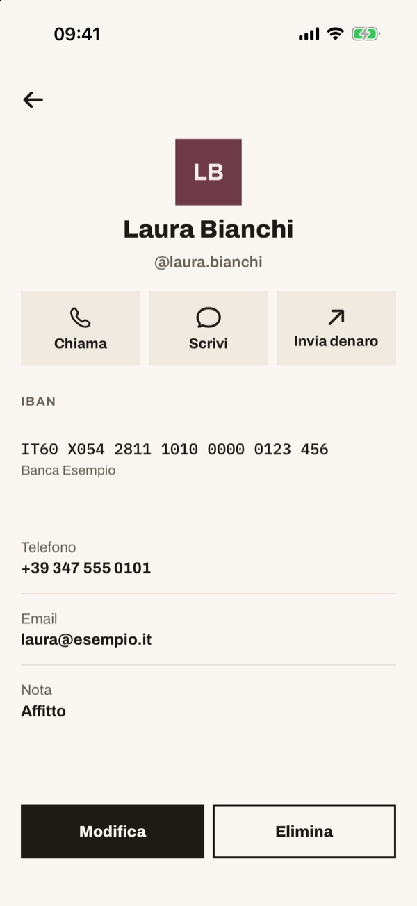 Schermata dell'app iSwiss Pay su iPhone