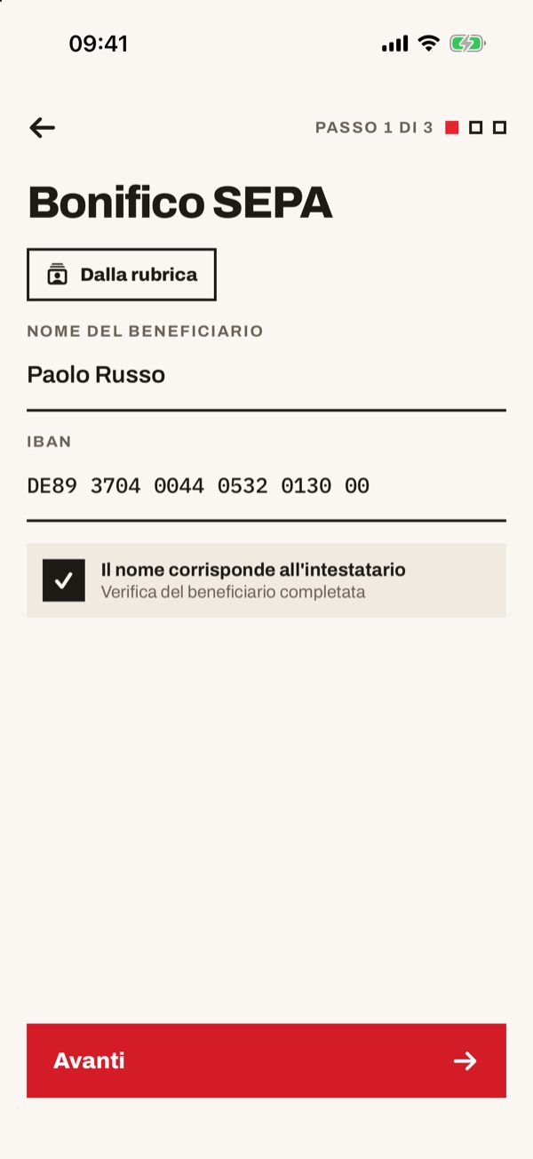 Schermata dell'app iSwiss Pay su iPhone