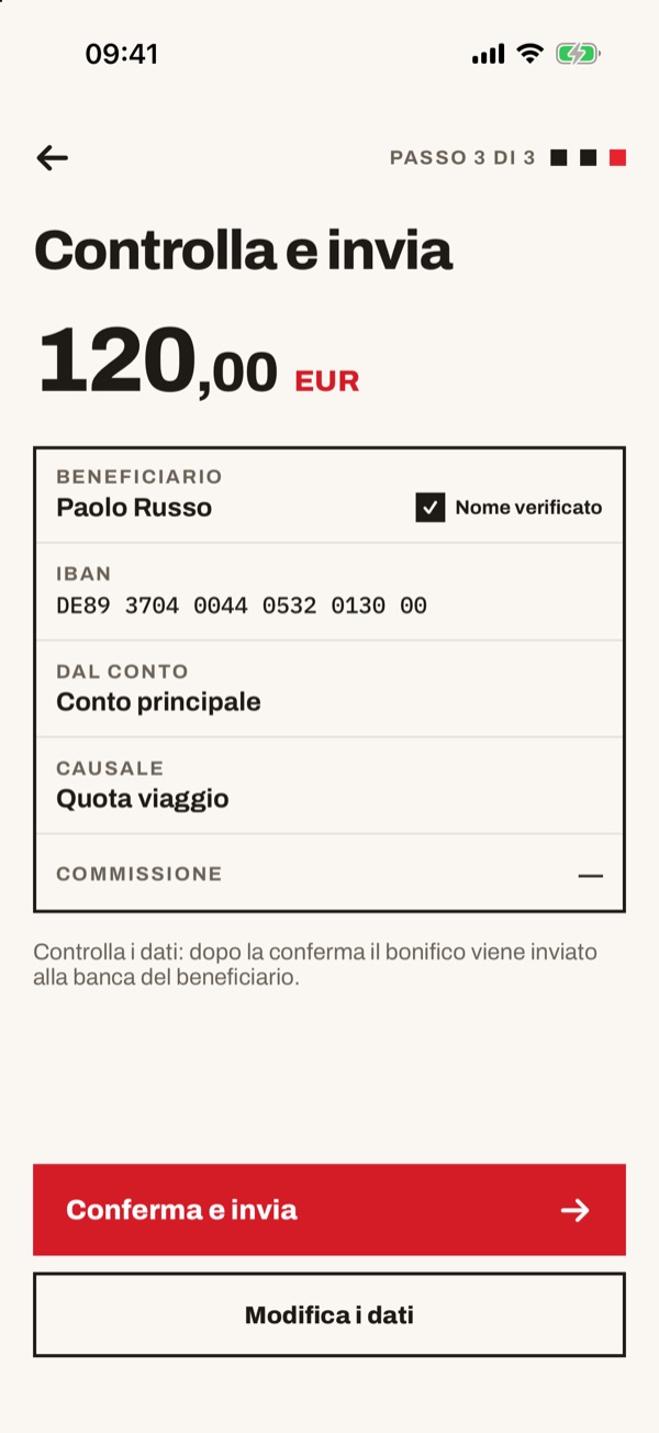 Schermata dell'app iSwiss Pay su iPhone