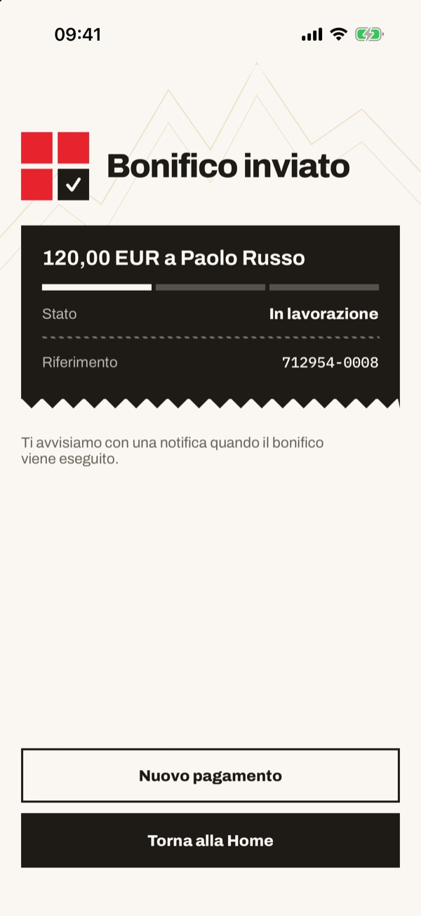Schermata dell'app iSwiss Pay su iPhone