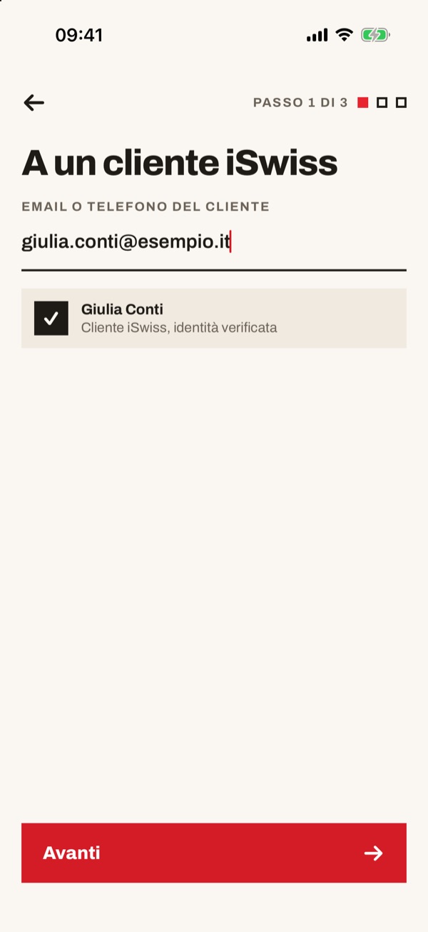 Schermata dell'app iSwiss Pay su iPhone
