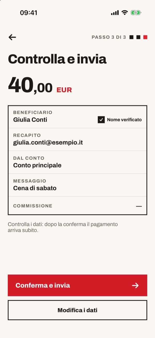 Schermata dell'app iSwiss Pay su iPhone
