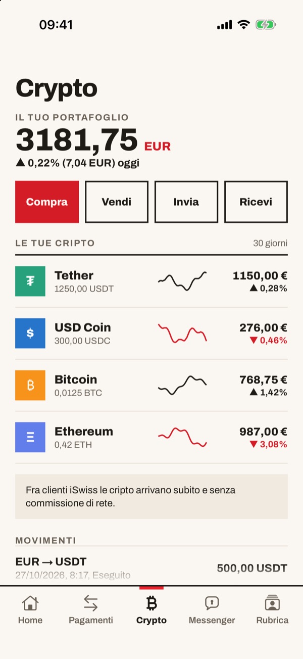 Schermata dell'app iSwiss Pay su iPhone