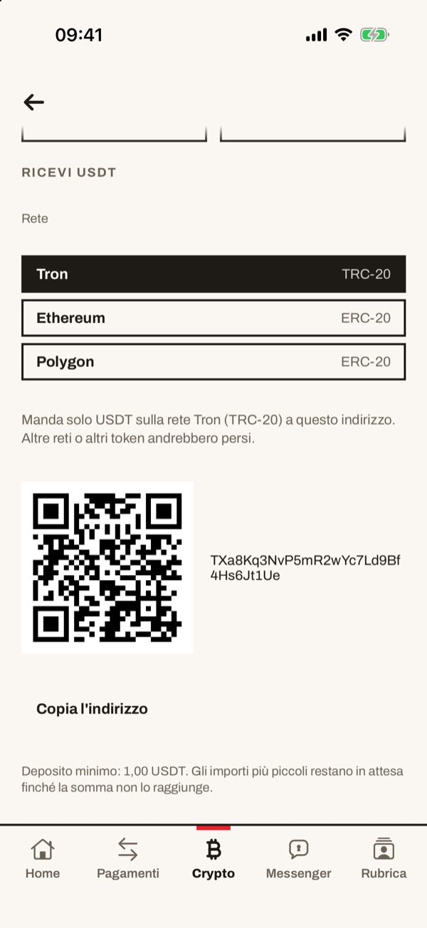 Schermata dell'app iSwiss Pay su iPhone