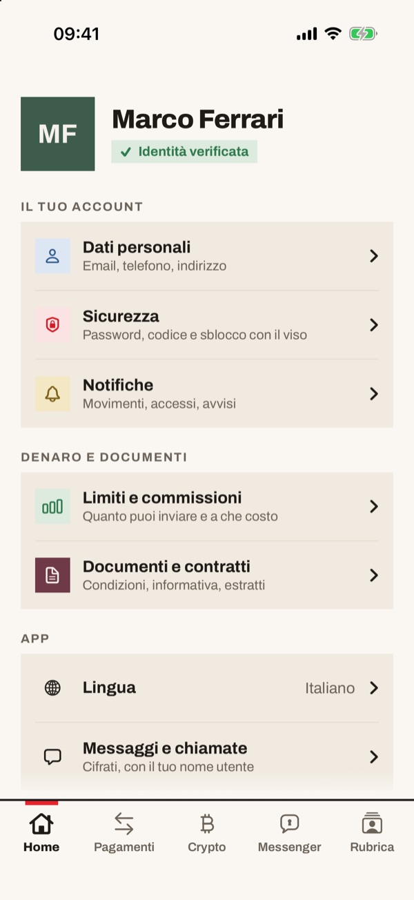 Schermata dell'app iSwiss Pay su iPhone