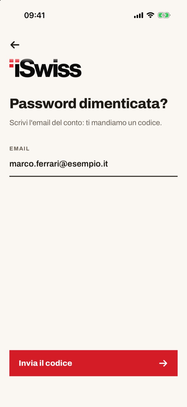 Schermata dell'app iSwiss Pay su iPhone