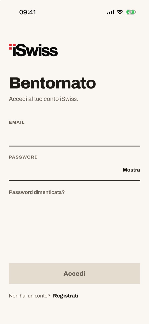Schermata dell'app iSwiss Pay su iPhone