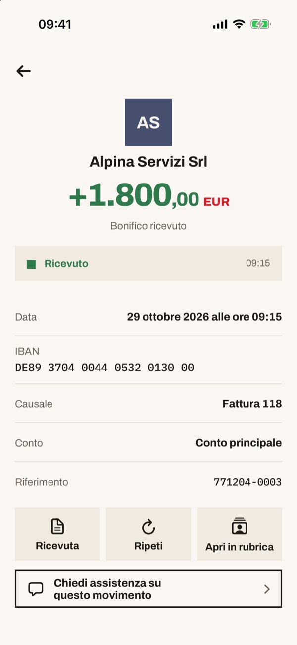 Schermata dell'app iSwiss Pay su iPhone